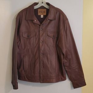 GAP Mens Blue Jean Style Brown Leather Jacket